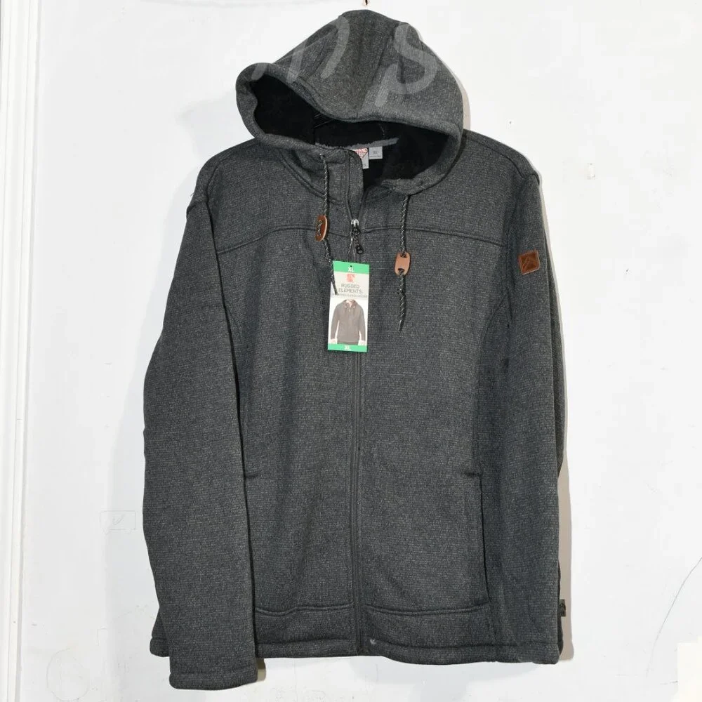 Black  NWT Rugged Elements men's moutain fleece full zip‎ hoodie